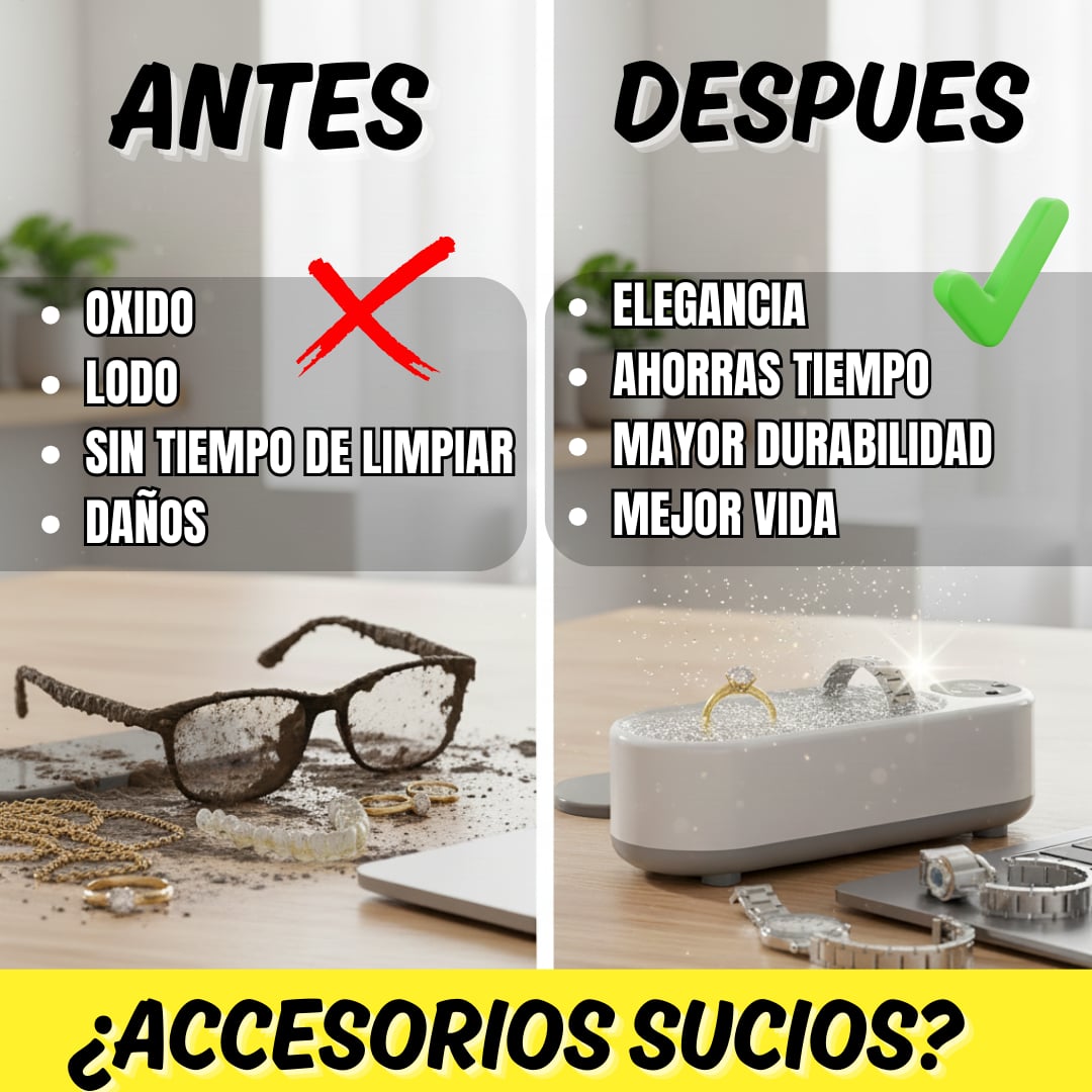 💎Limpiador Ultrasónico para Joyas | Ideal para Oro, Plata, Gafas y Relojes (LIM0500)