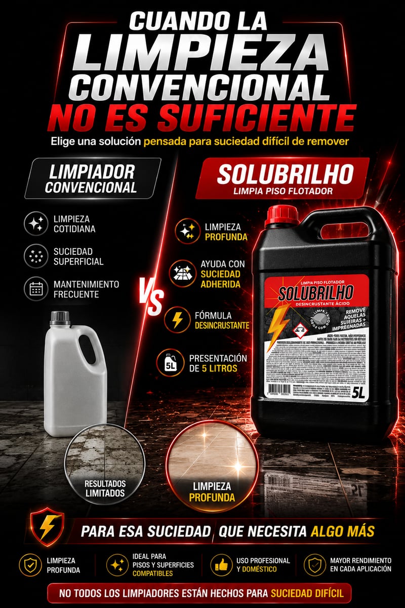 Comparación entre limpieza convencional y Solubrilho