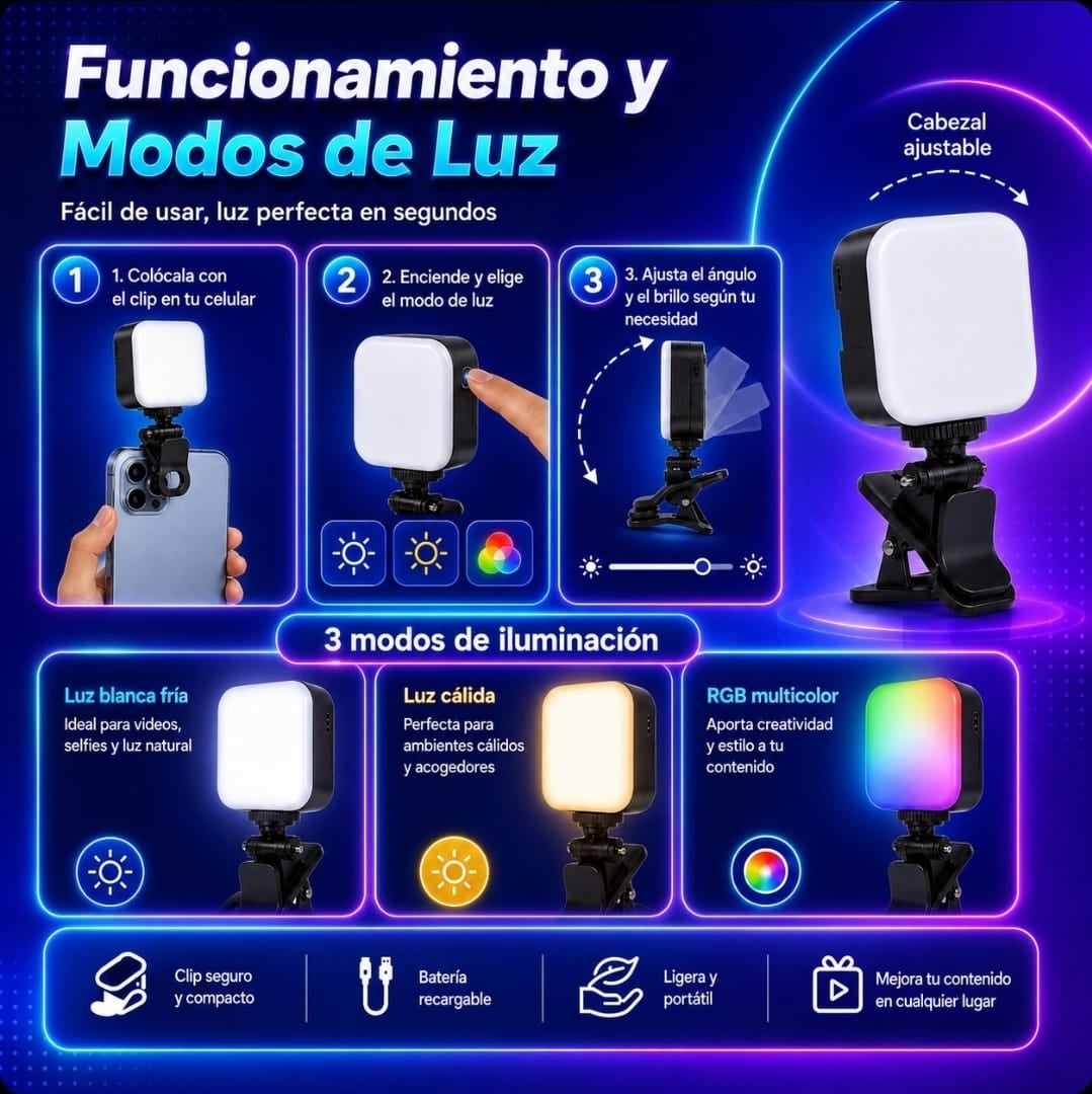 Mini Panel de luz LED para Celular