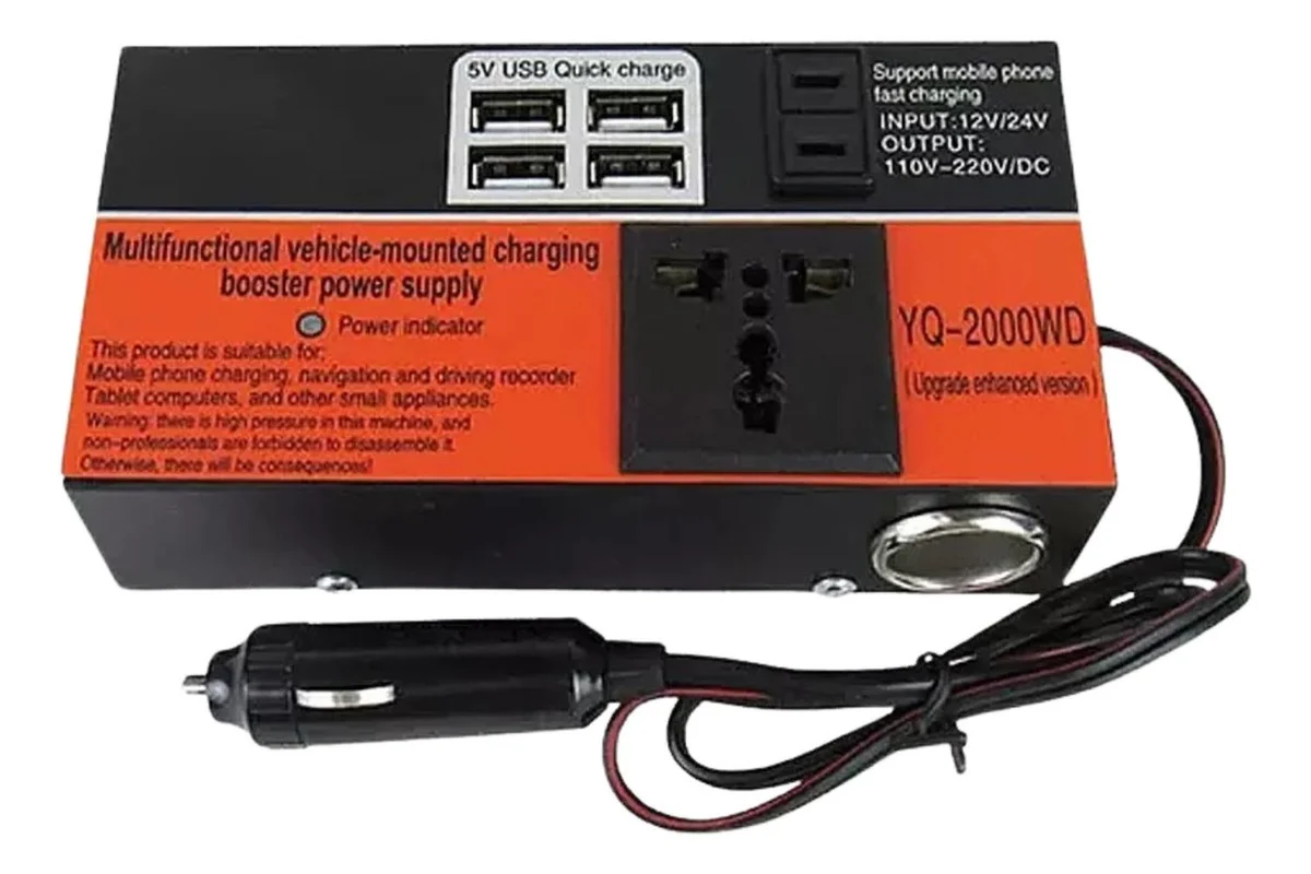 Inversor Viaje Auto Convertidor Corriente Multipropósito 12V 120V