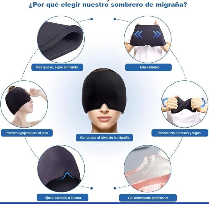 Gorro Terapéutico de Gel para Dolor de Cabeza y Migrañas