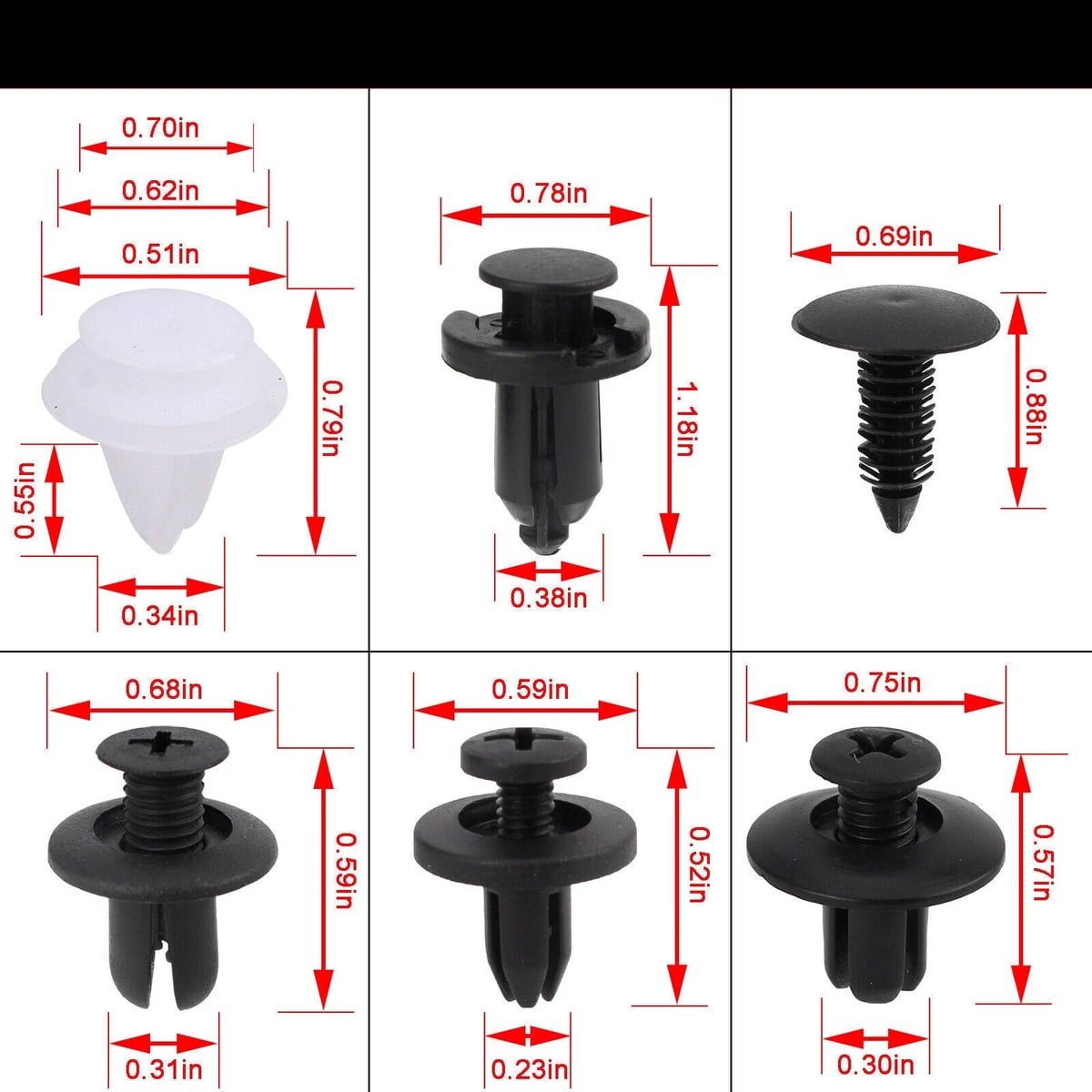 Set Clip Remache Plástico Sujeción Para Coche Broches Autos