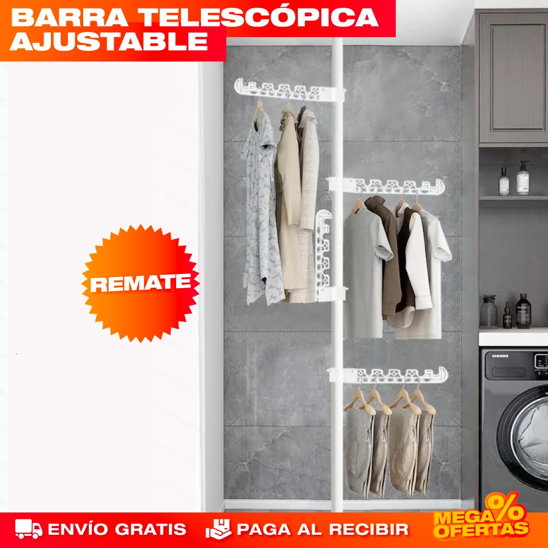 Tendero y Perchero Vertical Ajustable – Seca y Organiza tu Ropa Sin Ocupar Espacio