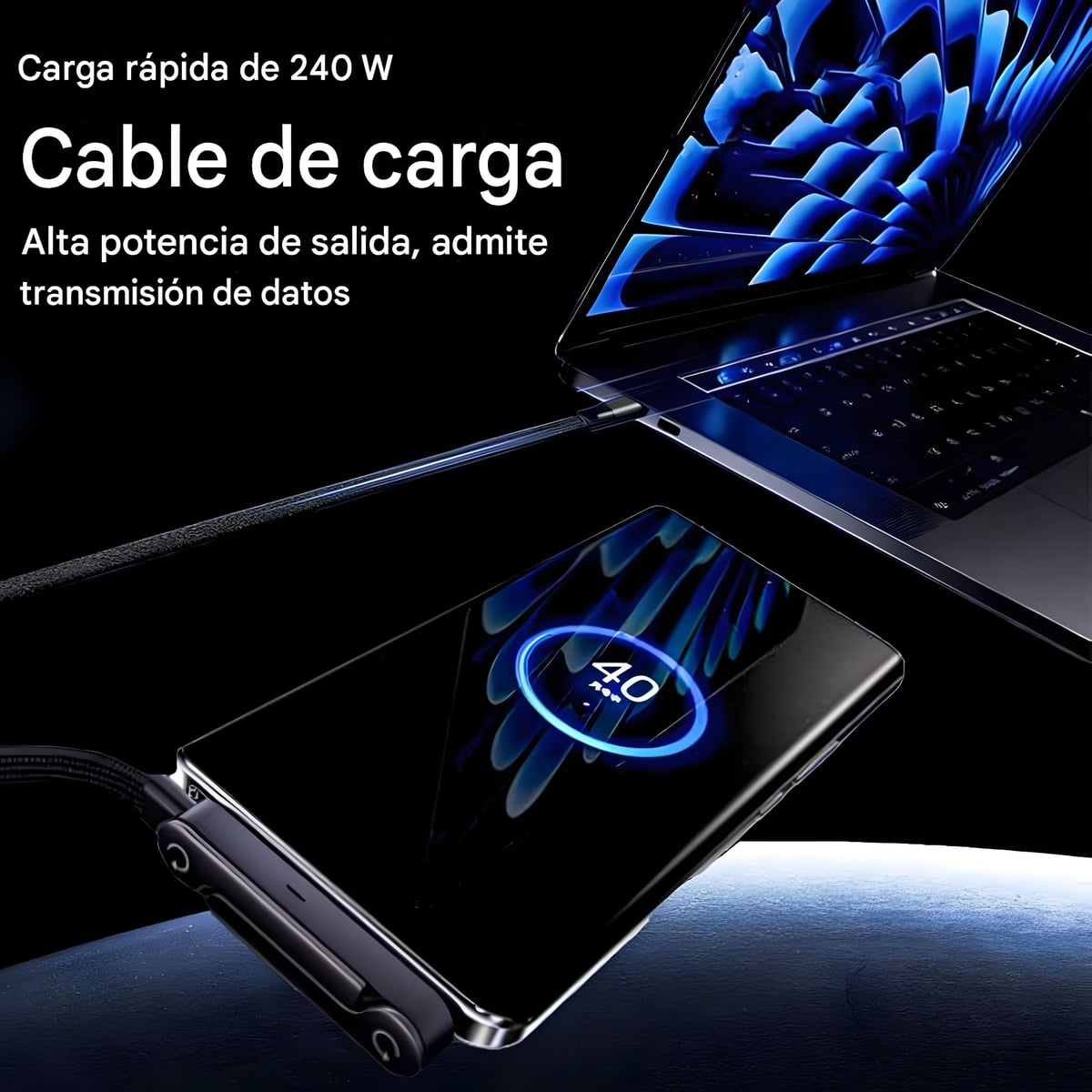Cable de carga súper rápida con soporte de carga plegable TIPO-C para IPhone y Android //ENVIO GRATIS🔥
