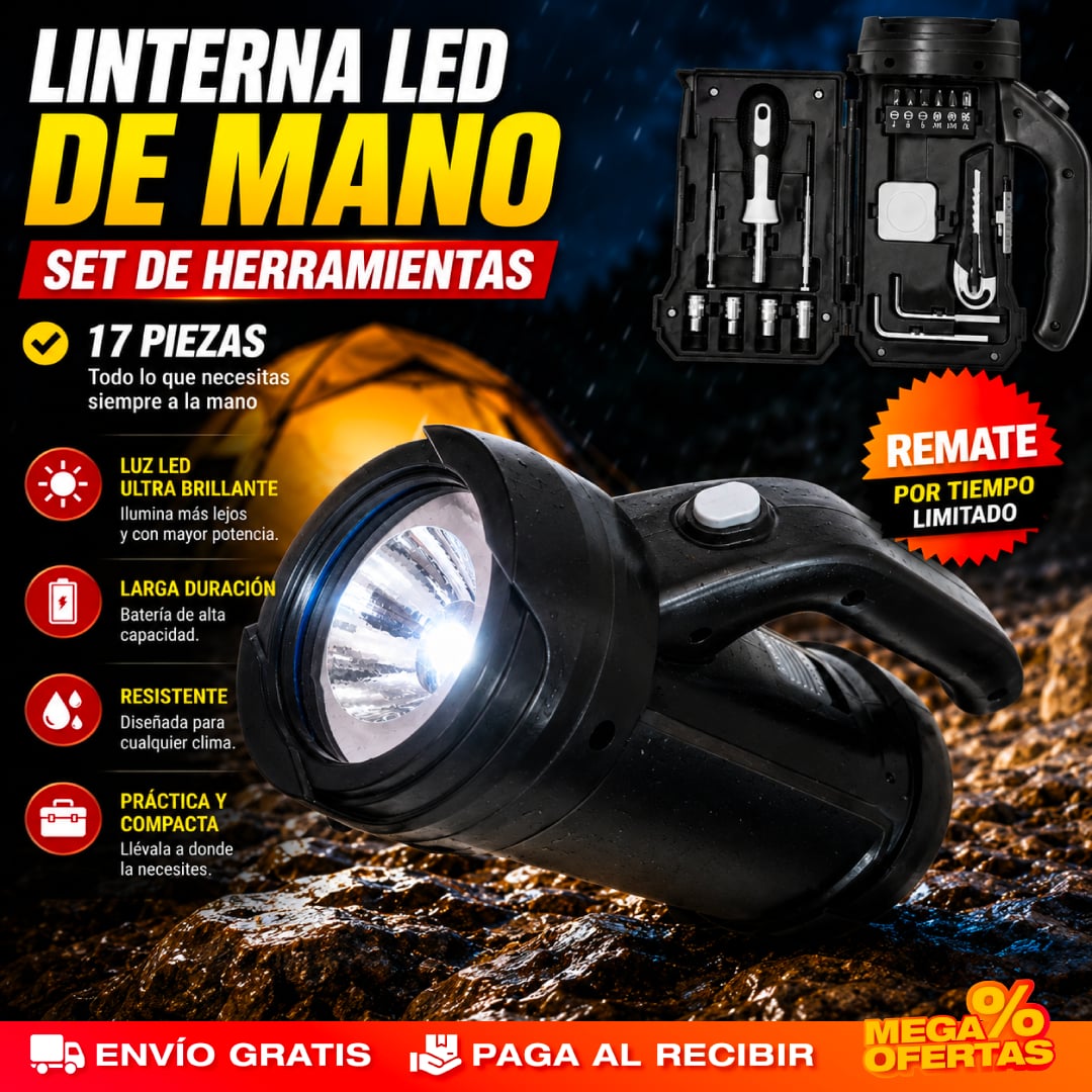 LINTERNA + SET DE HERRAMIENTAS 17 PCS