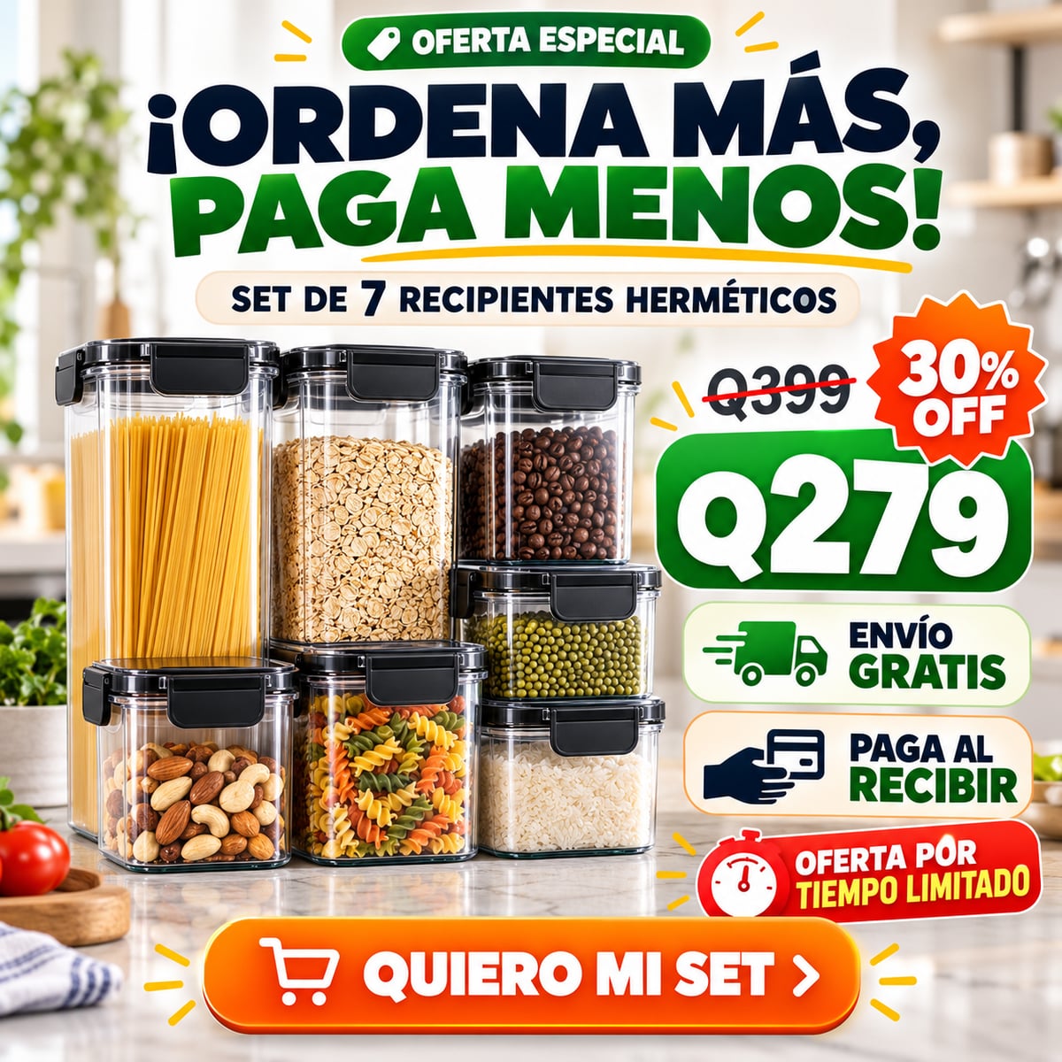 Organiadores de Cocina Set 7 Frascos