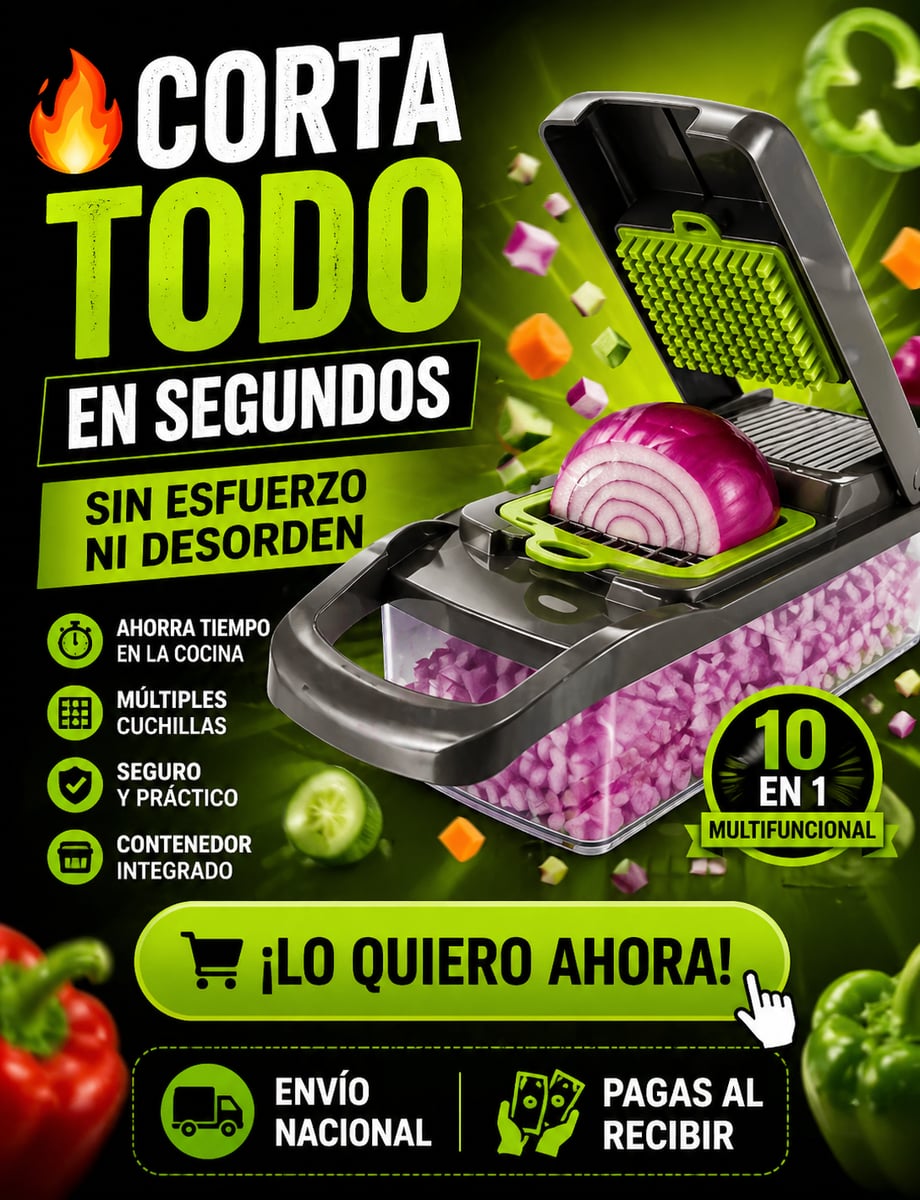 🔥Cortador Multifuncional: Picador de Verduras Múltiples + ENVÍO GRATIS 🚚