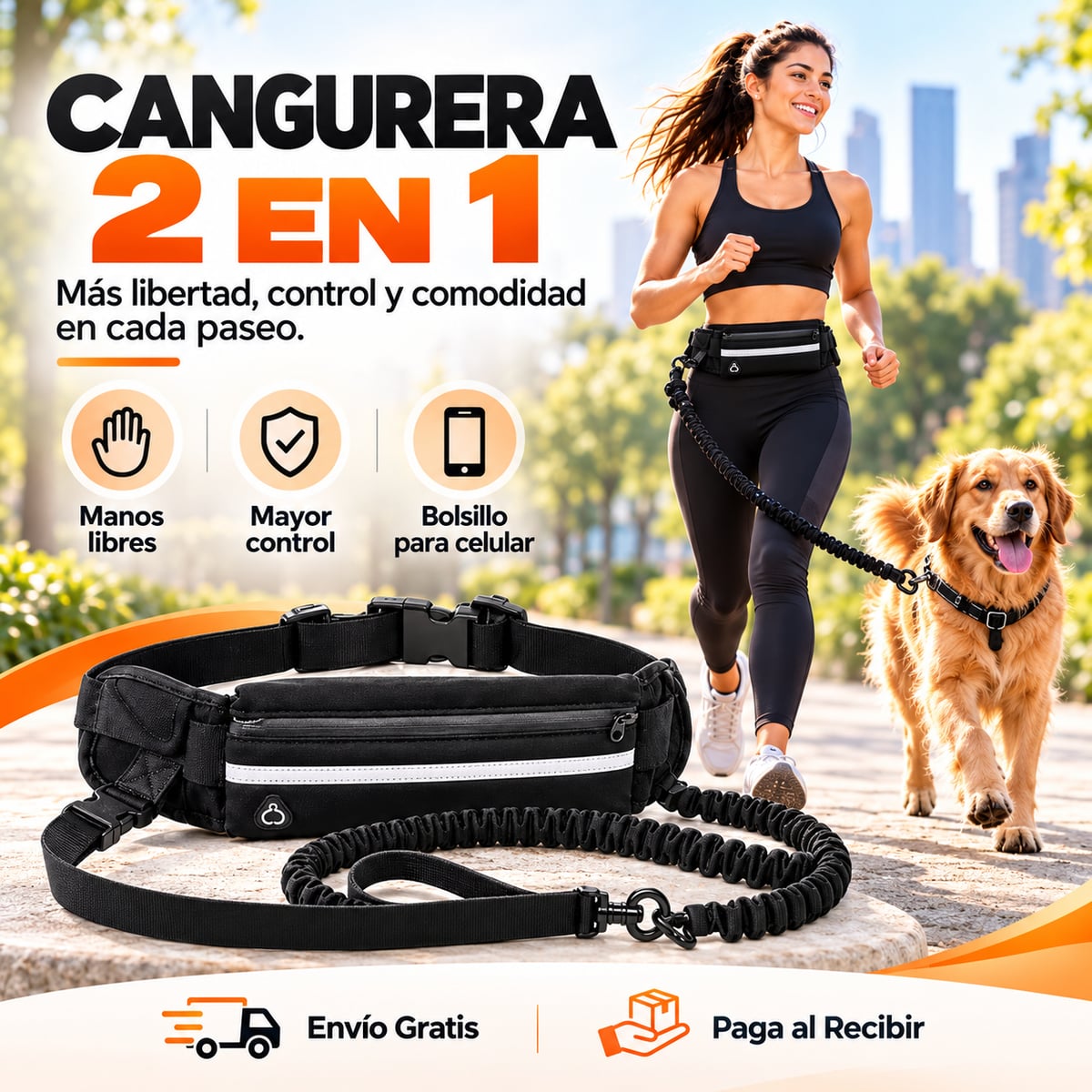 🐕🦺 WalkFree Pro™ – Cangurera 2 en 1 para paseos con manos libres