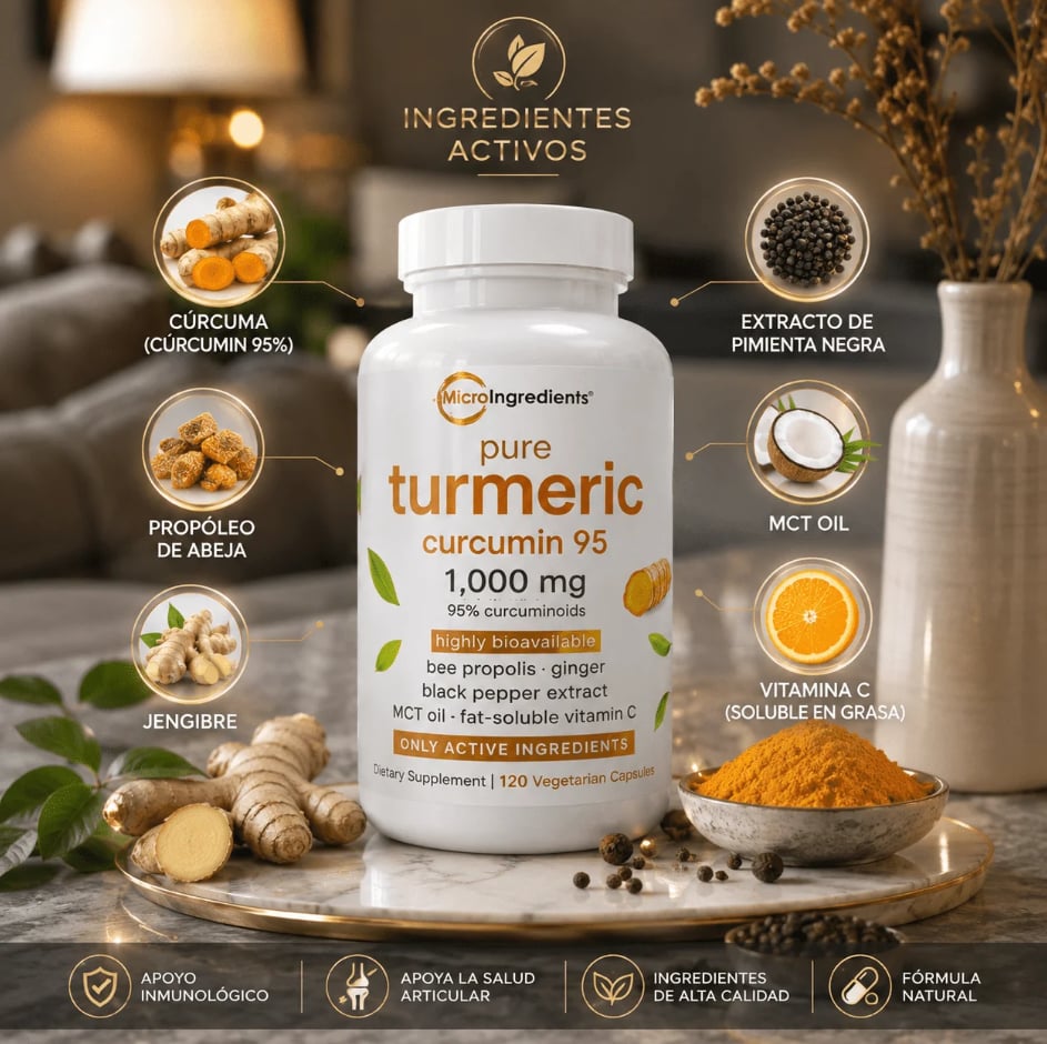 Turmeric Curcumin 95% de MicroIngredients® 120 Capsulas, Ayuda a tus Articulaciones a sentirse mejor