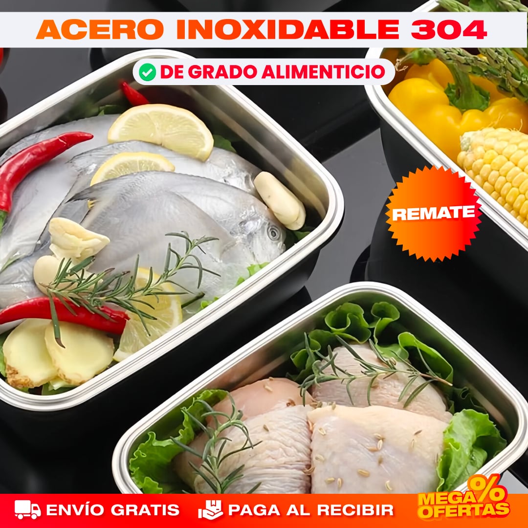 SET X3 RESCIPIENTES HERMÉTICOS ACERO INOXIDABLE