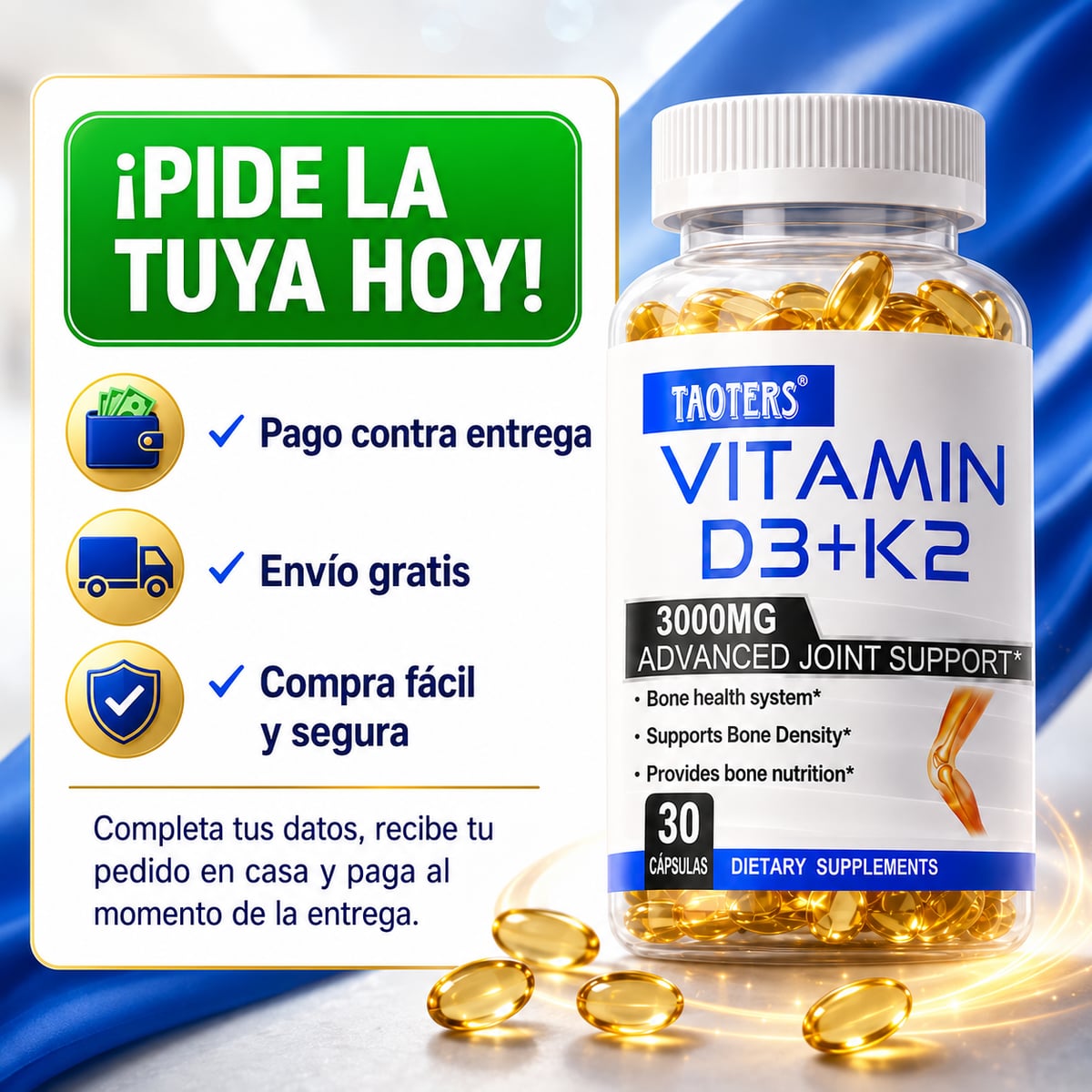VITAMINA D3 K2 DEAL 5,000 IU 30 CAPSULAS + ENVIO GRATIS 🎁