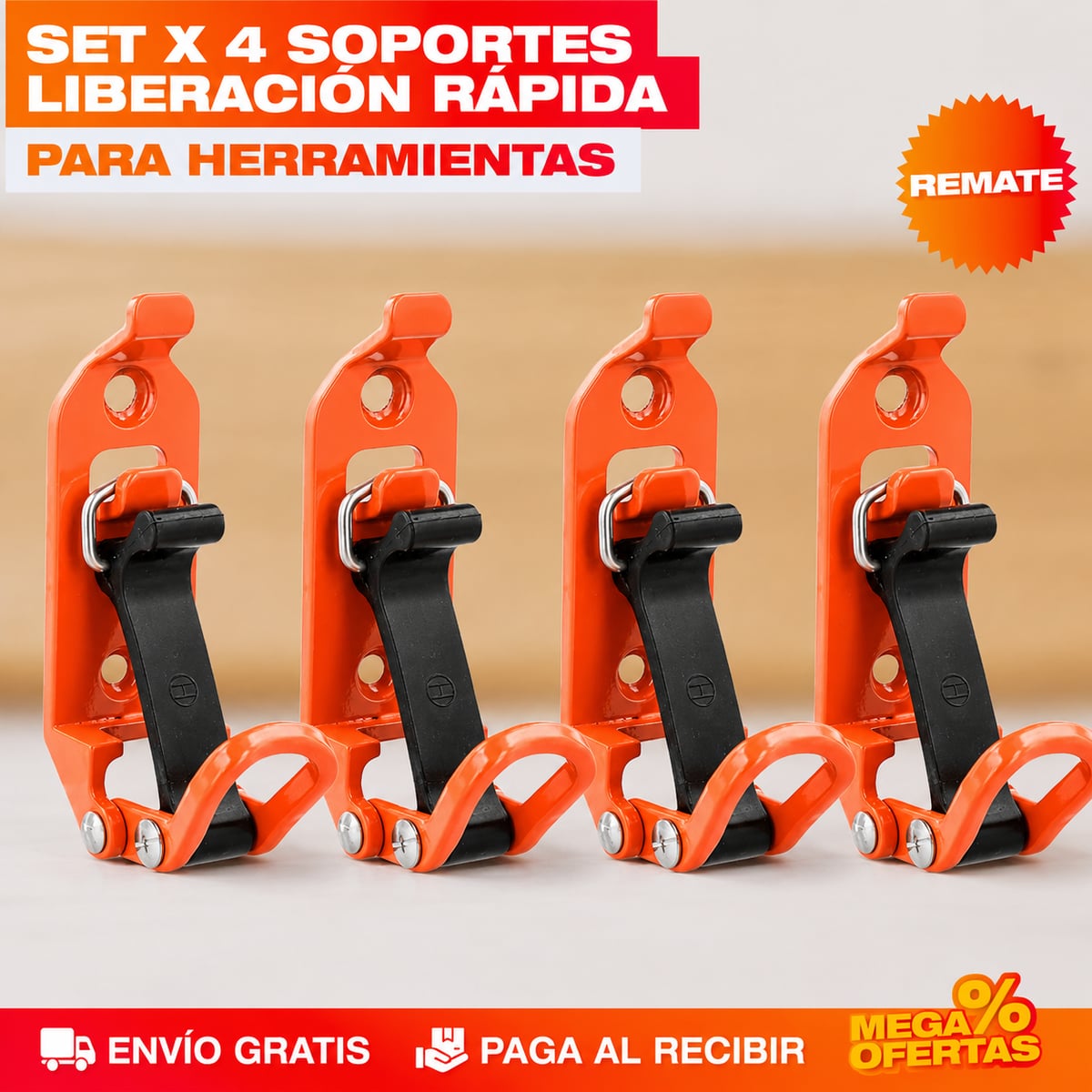 Set x4 Soportes Liberación Rápida para herramientas