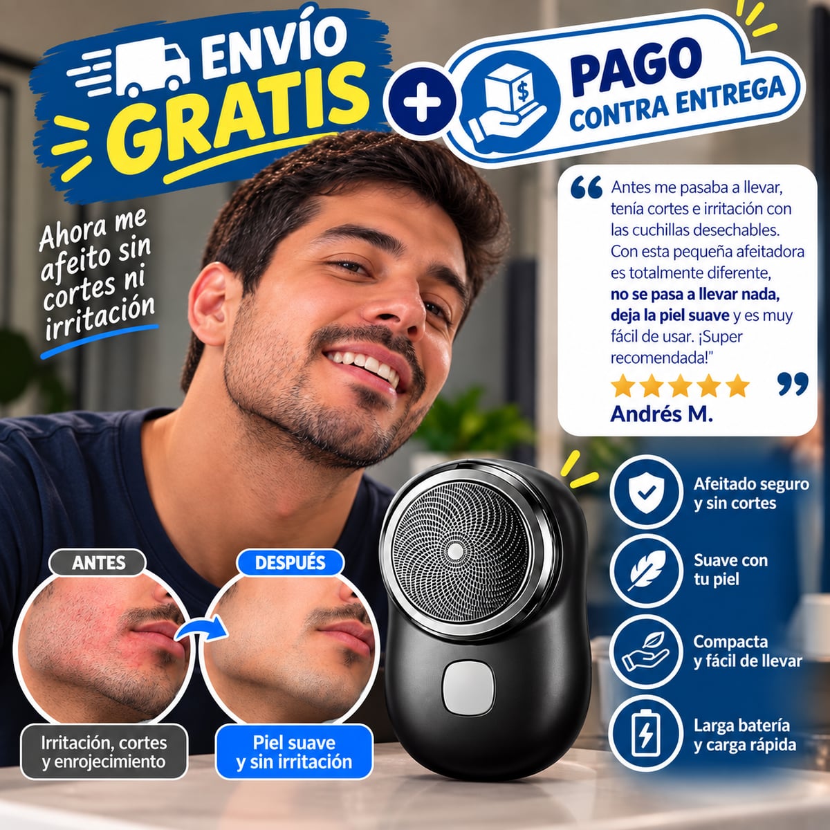 MINI AFEITADORA ELECTRICA RECARGABLE