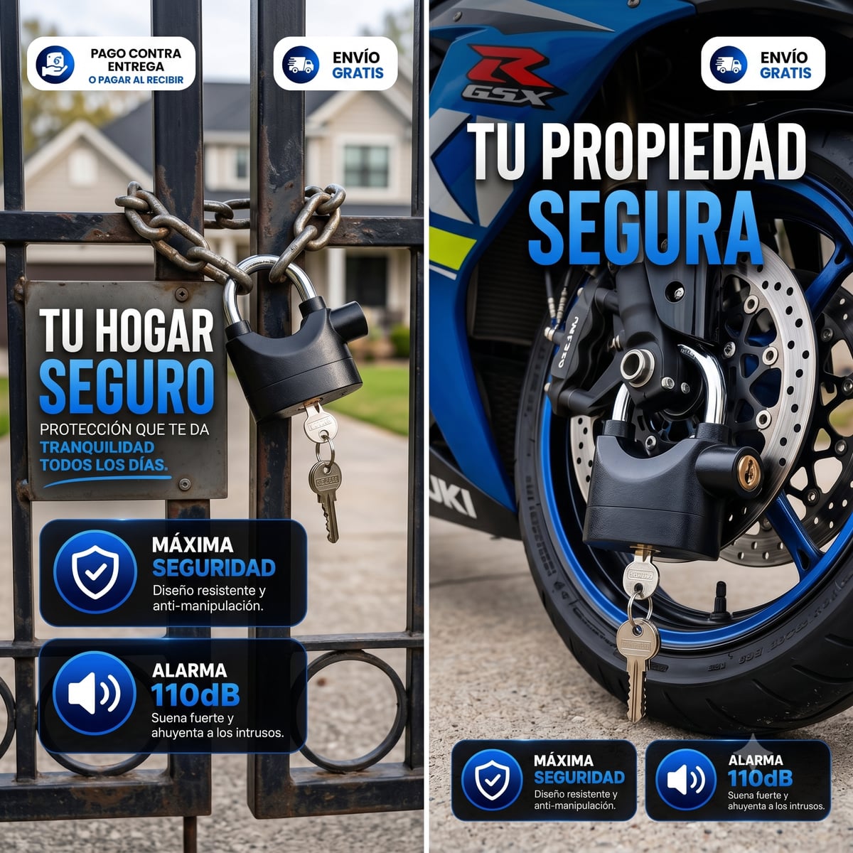 CANDADO ANTI - ROBO 🚨 110dB + ENVIO GRATIS