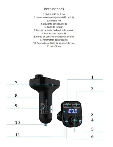 Reproductor Bluetooth Inalámbrico para Automóvil + Envío Gratis