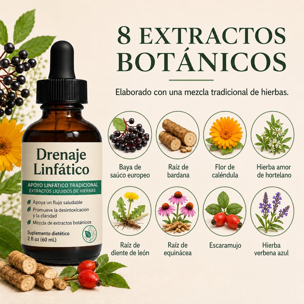 LYMPATHIC DRAINAGE - Gotas de drenaje linfático diseñadas para soporte circulatorio tradicional y desintoxicación + ENVIO GRATIS