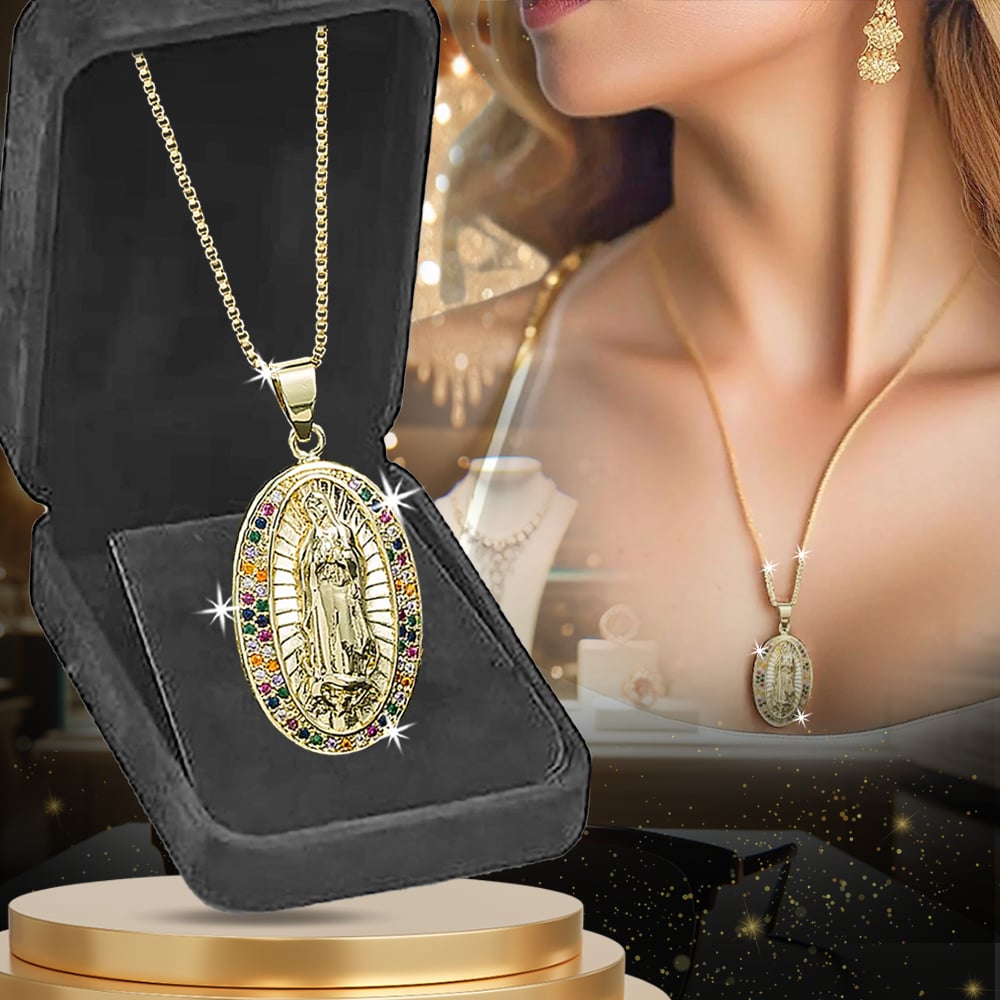 💯 ¡ENVÍO GRATIS! ❕❗ Collar Virgen María Oro 18K