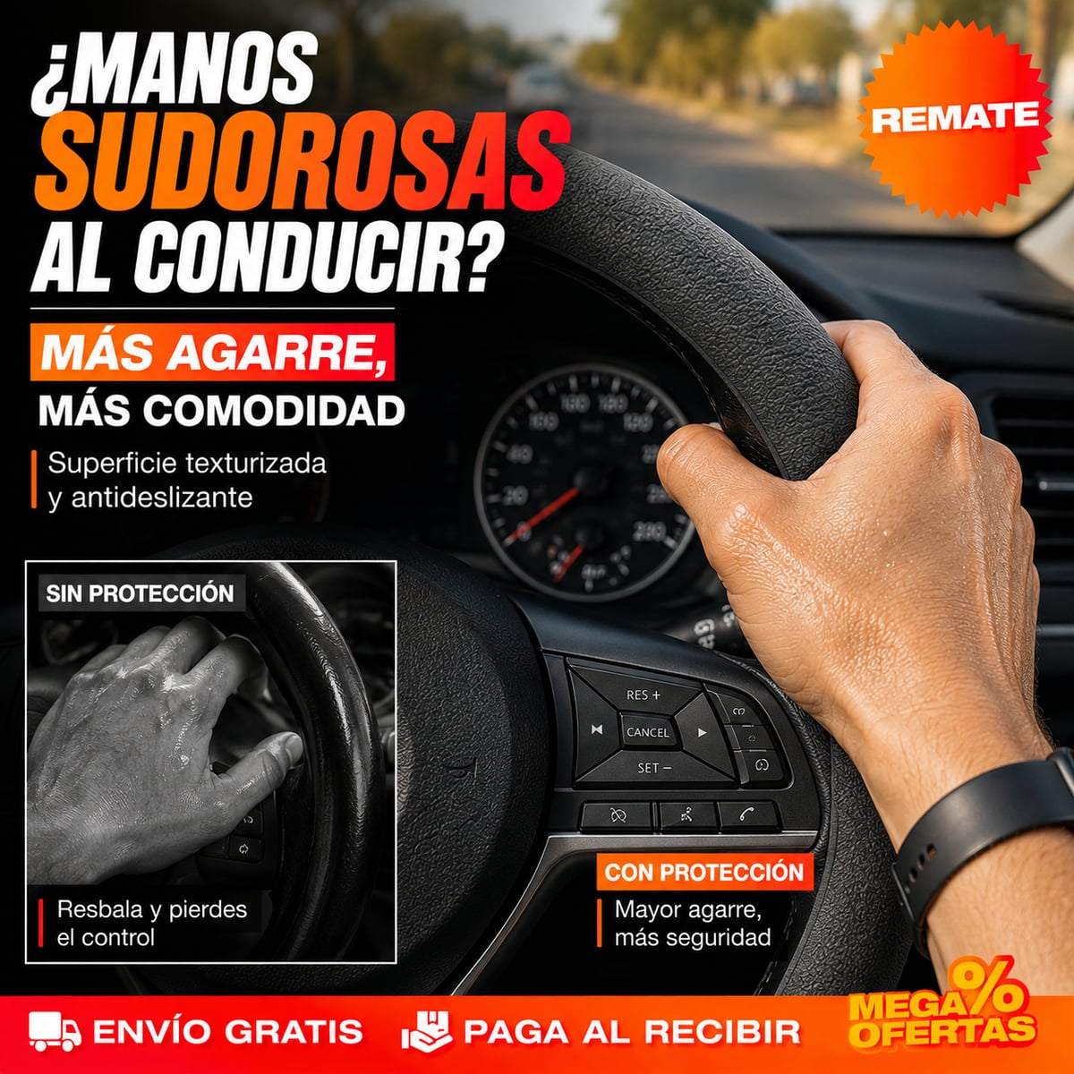 FUNDA PROTECTORA DE SILICONA PARA TIMÓN DE CARRO