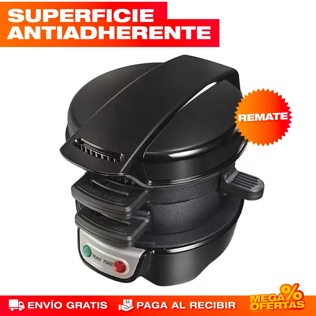 Máquina para Hamburguesas y Desayunos 3 en 1 – Desayuno Completo Sin Ensuciar la Cocina