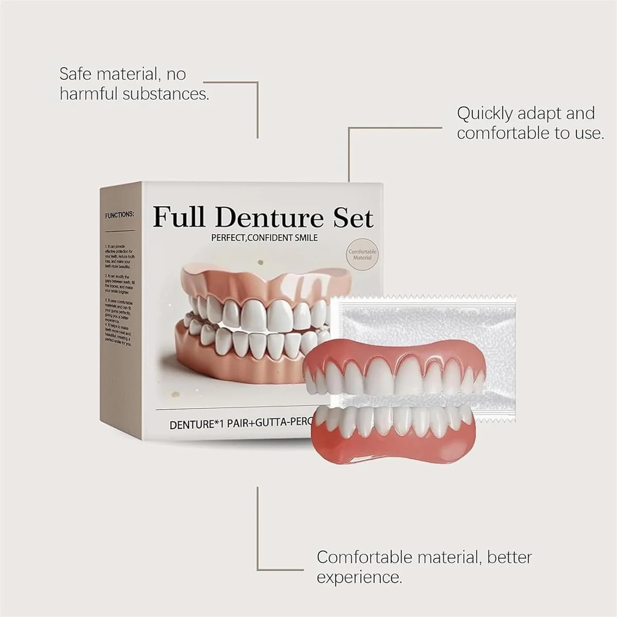 Dentadura con ajuste para una sonrisa natural y segura. Hacemos envíos gratis🎁  a toda Guatemala