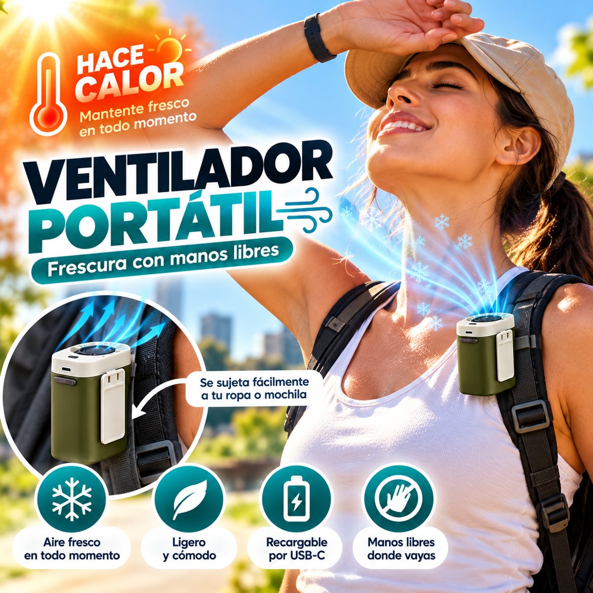 🌬️ Ventilador Portátil 🌬️ 💚 Frescura en Cualquier Lugar 💚