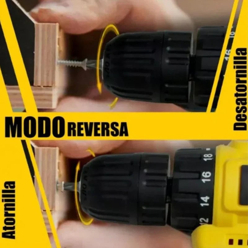 KIT TALADRO INALÁMBRICO ATORNILLADOR + 26 ACCESORIOS + 2 BATERIAS +REGALO 🎁