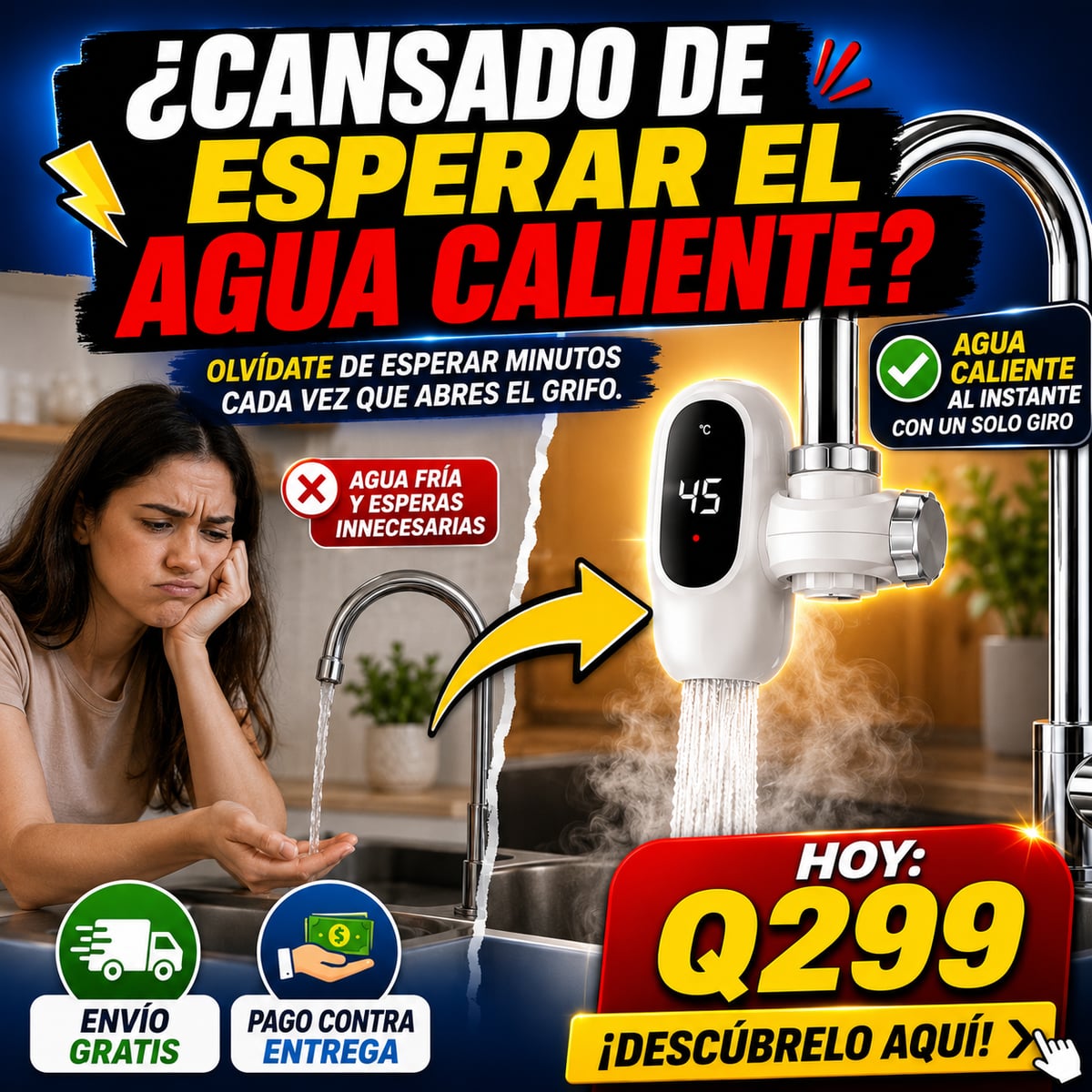 AquaHeat Pro™ | Calentador Instantáneo Digital para Grifo