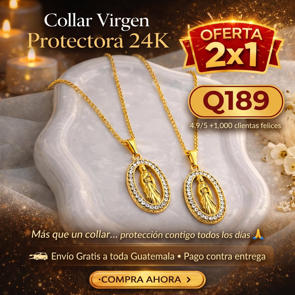 OFERTA 2X1 - Collar Virgen María: Protección y Bendición para tu Familia