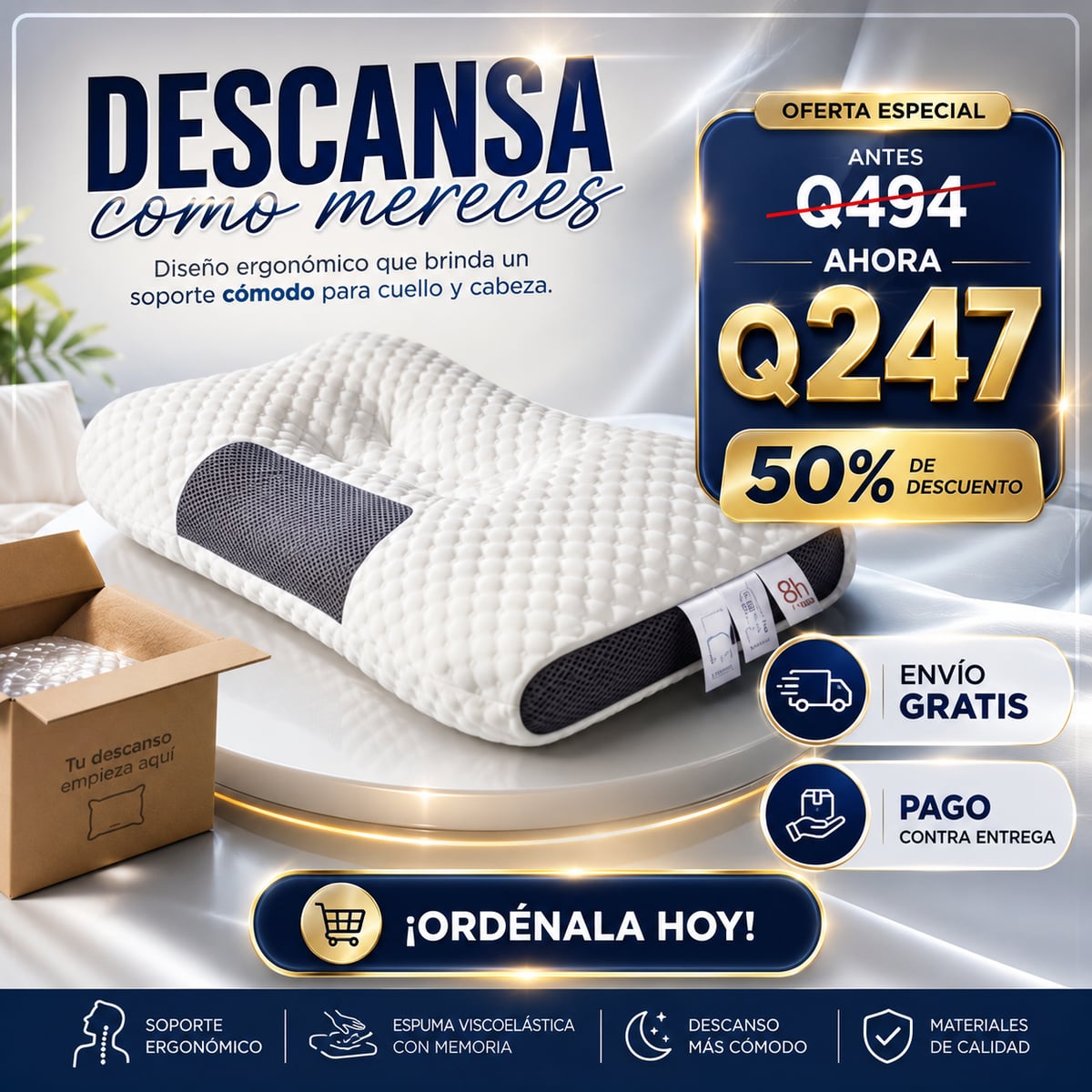 Almohada Cervical Ortopédica - Despierta sin molestias