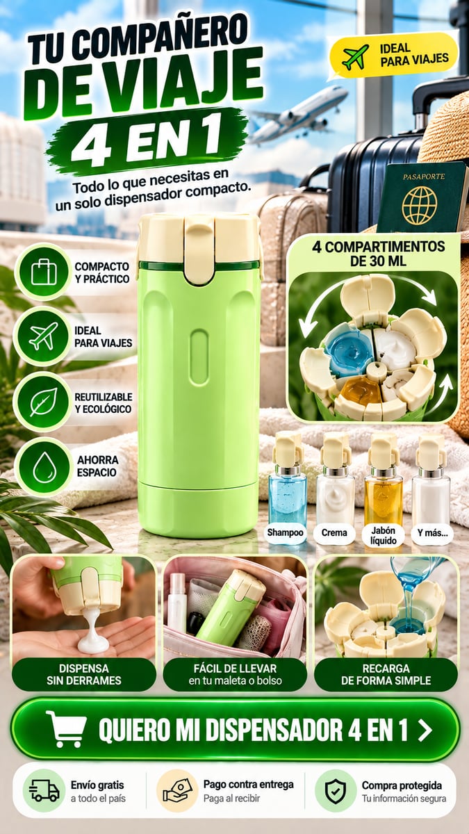 Dispensador 4 en 1 Portatil de Viaje