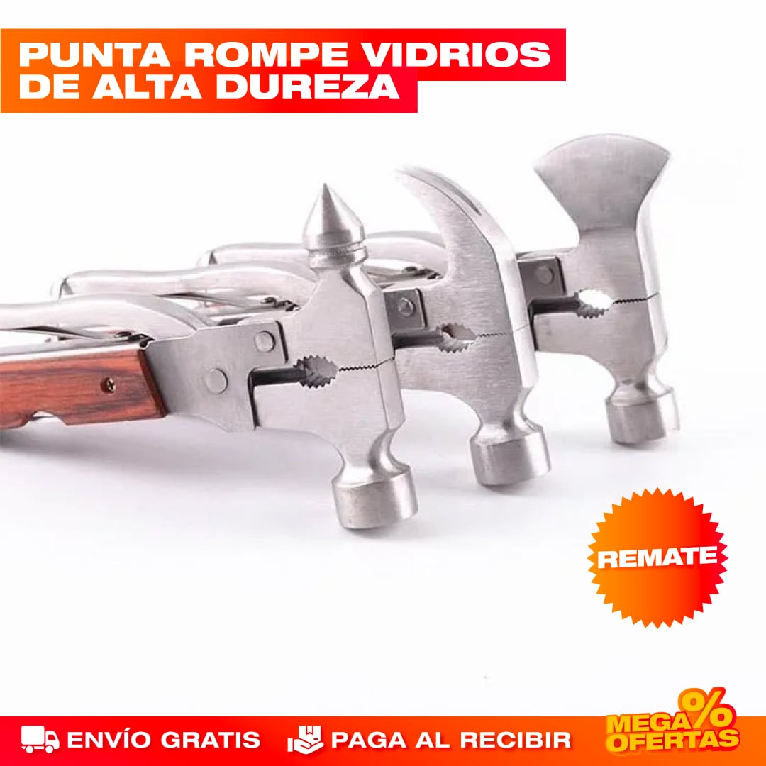 MARTILLO DE EMERGENCIA MULTIFUNCIONAL 16 EN 1
