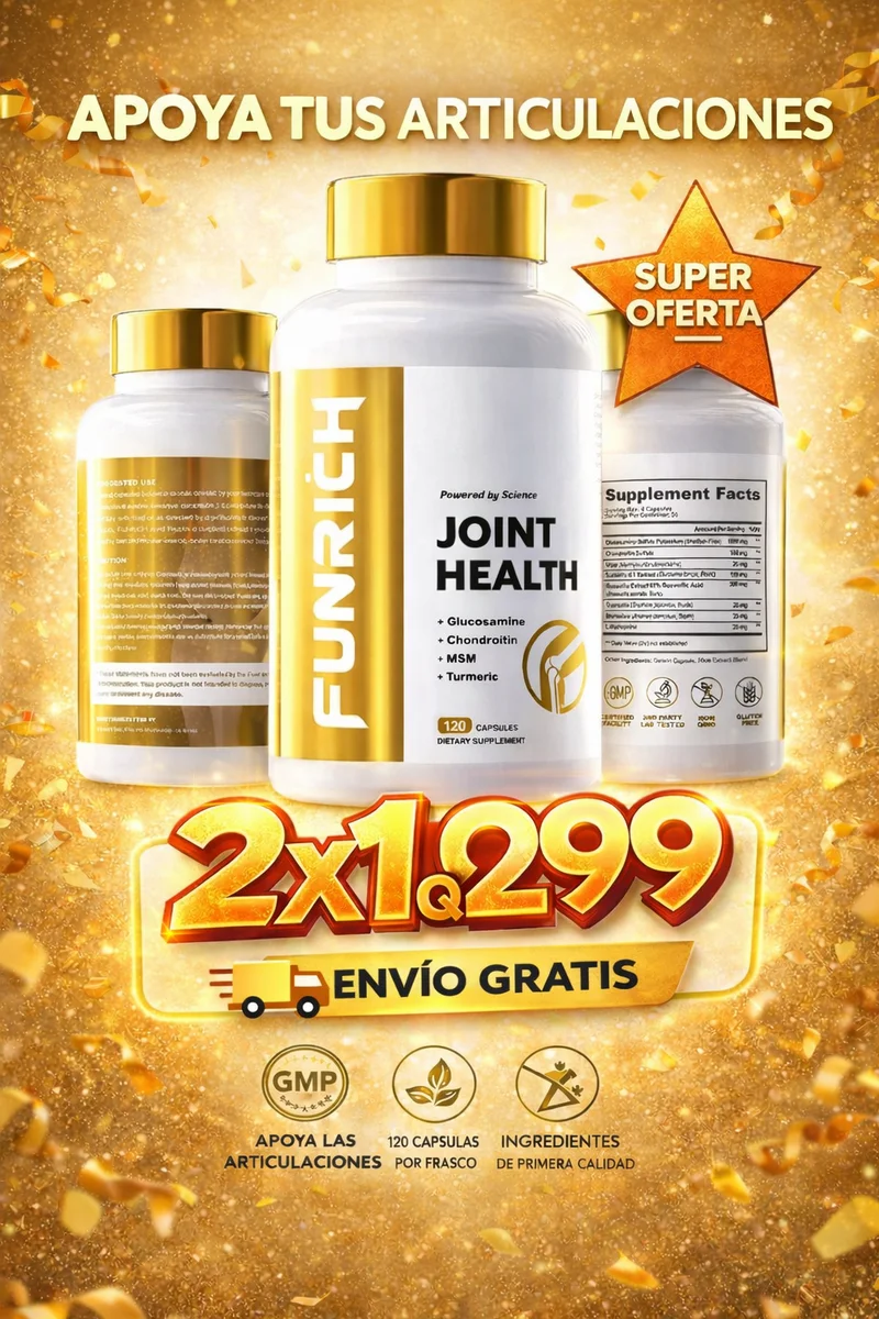 2X1 FUNRICH™: Suplemento Articular con Glucosamina y Cúrcuma para Mejorar Movilidad y Flexibilidad + ENVIO GRATIS 🎁