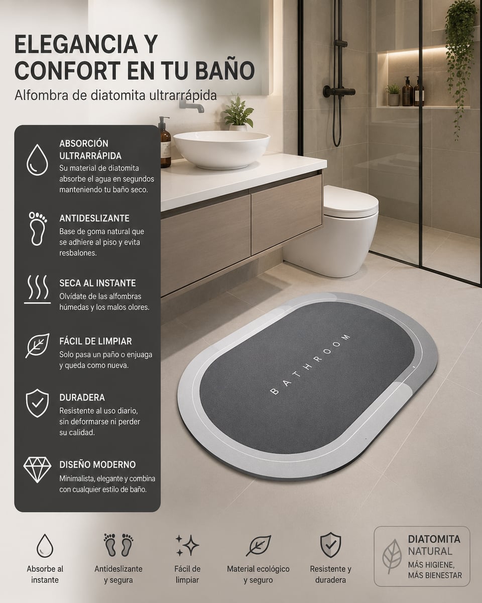 FreshMat - Alfombra Antideslizante p/ Baño 