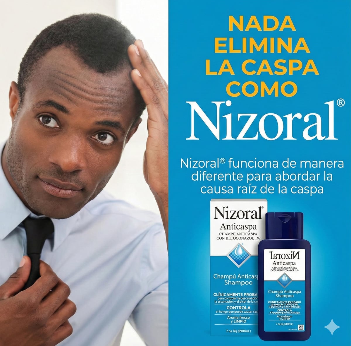 Nizoral - Elimina la caspa en solo 2 lavadas, Shampoo Anticaspa clinicamente comprobado.