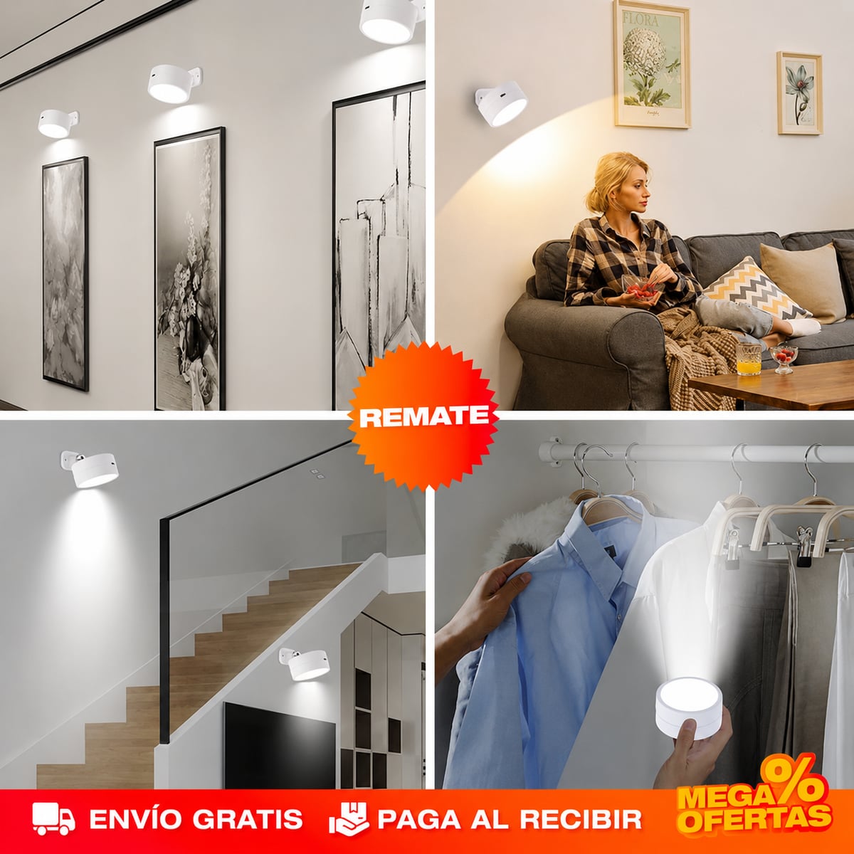 PROMO X2 LÁMPARA MAGNÉTICA – Luz donde no llega el bombillo, sin romper pared