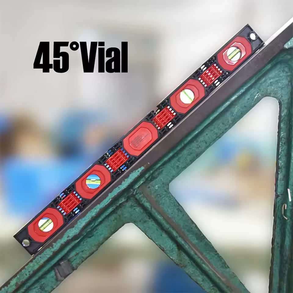 Nivel de Burbuja Flexible 60 cm - 4 Frascos: Horizontal, Vertical, Oblicuo - 5 bandas magnéticas.