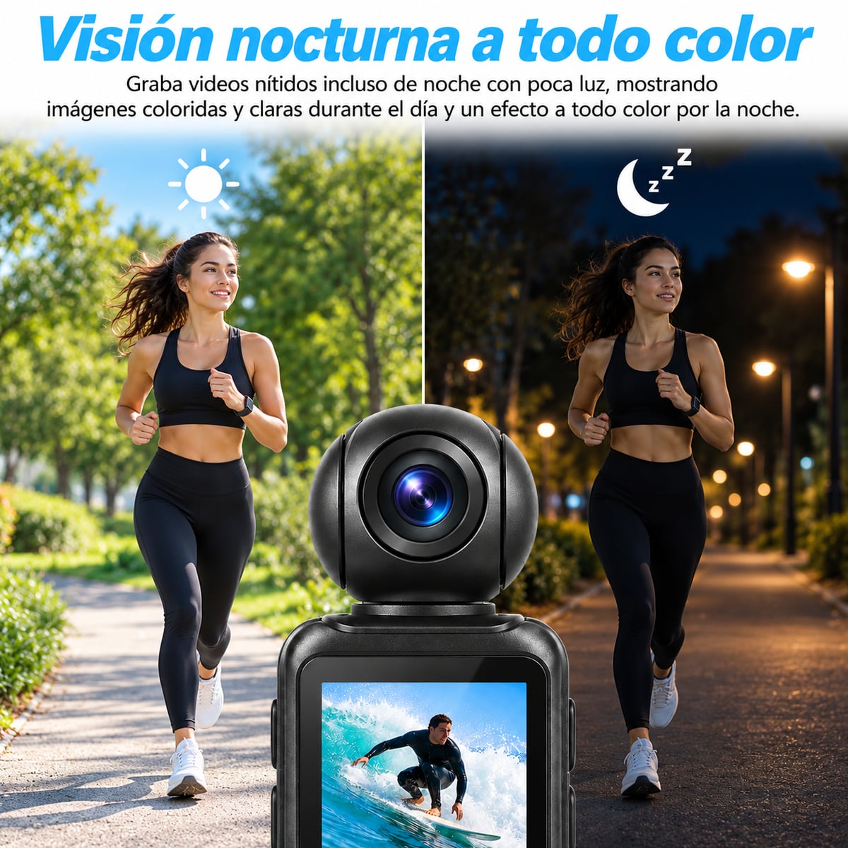 PocketCam WiFi Full HD 1080P – Cámara Portátil con Lente Giratoria 360°
