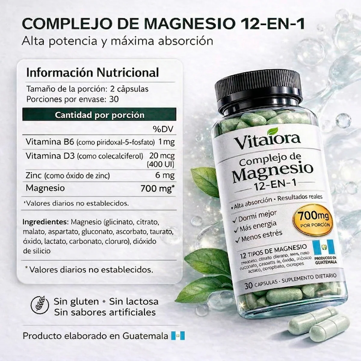 Vitaiora™ Complejo de Magnesio – Ayuda a reducir el estrés, mejorar el descanso y recuperar tu energía diaria