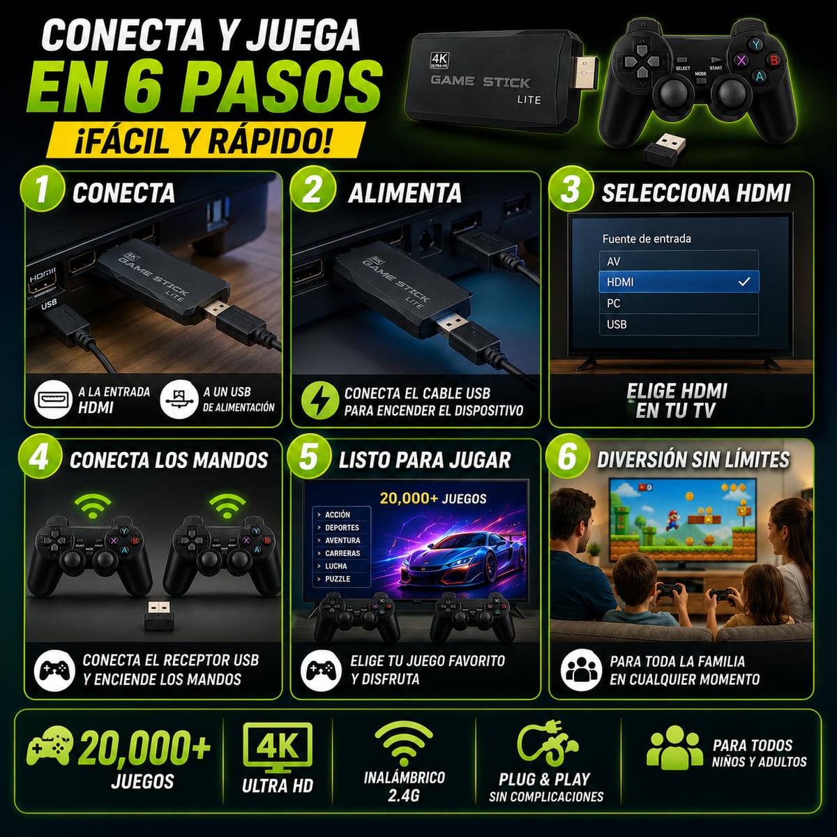 Consola videojuegos retro +20.000 juegos clásicos + 2 Controles inalámbricos 
