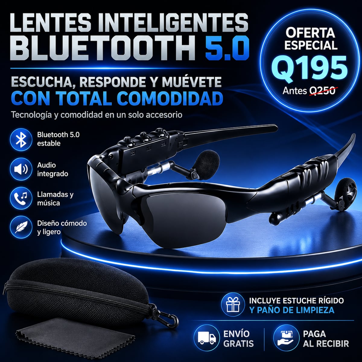 Lentes Inteligentes Bluetooth 5.0 con Audio Integrado