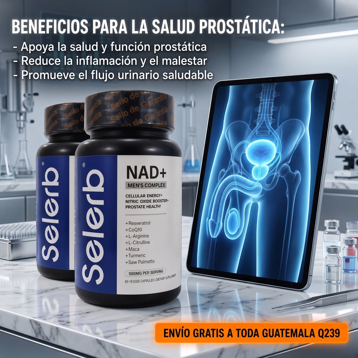 COMBO 2 UNIDADES SELERB NAD + LIPOSOMAL + SALUD PROSTATICA Y VITALIDAD MASCULINA | ENVÍO GRATIS 🇬🇹