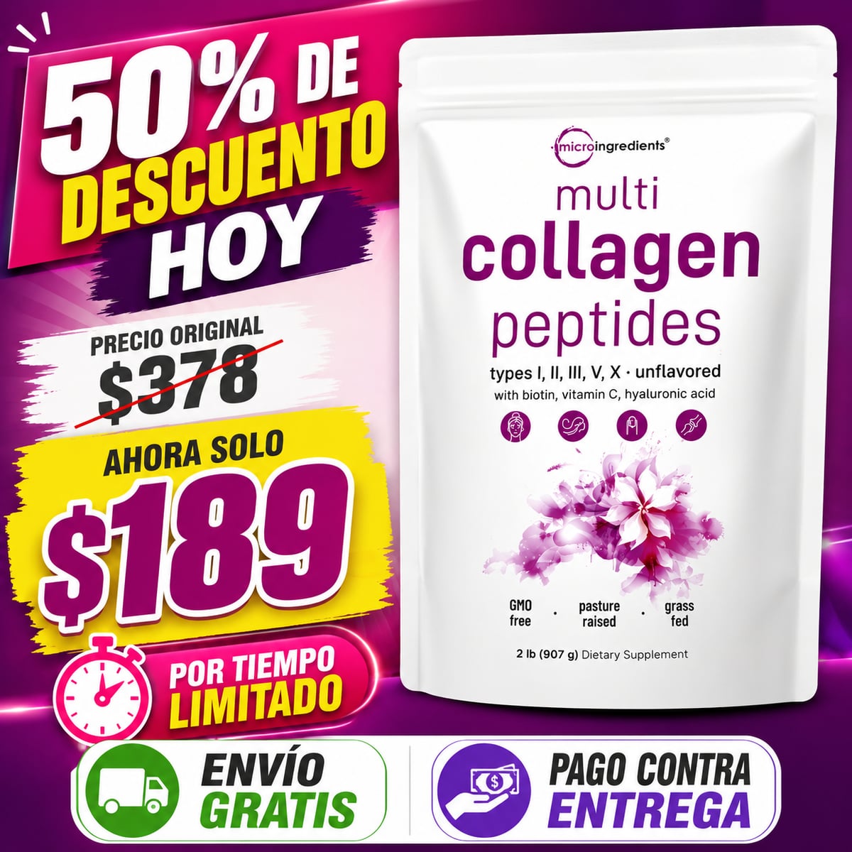 MULTI COLÁGENO 5 EN 1 – BELLEZA Y BIENESTAR DESDE ADENTRO | ENVÍO GRATIS