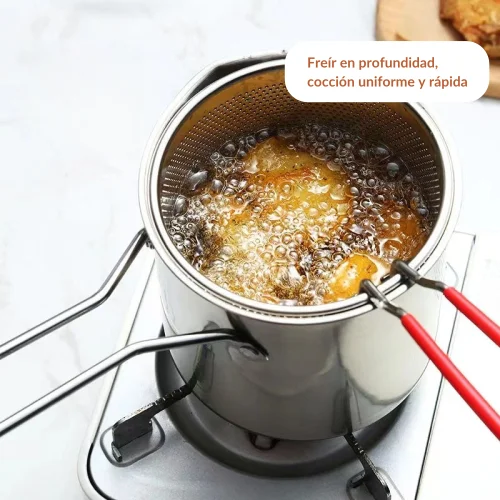 Sartén Multifuncional De Acero Inoxidable 304, Sartén Con Filtro Para Ahorrar Aceite🔥