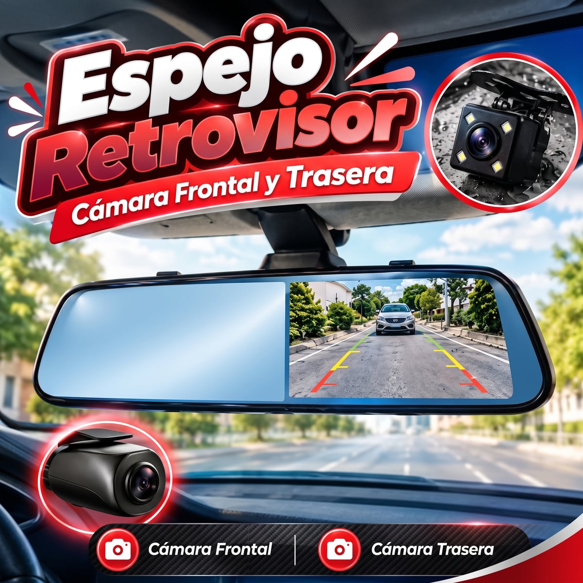Retrovisor con Cámara | Protege tu carro y graba todo + Envio Gratis