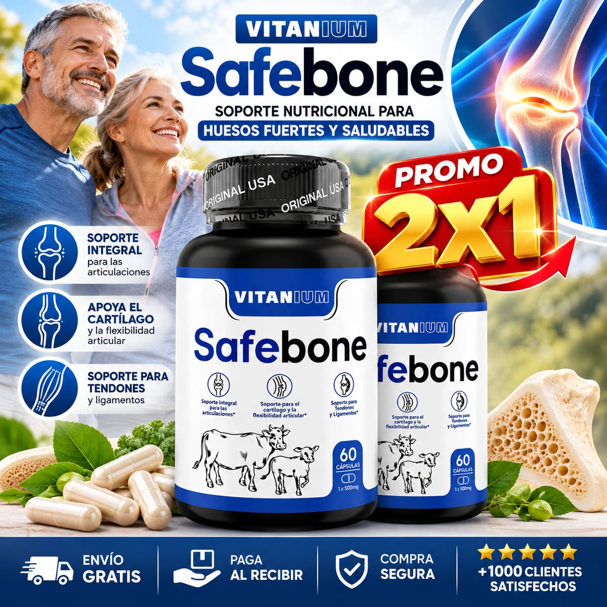 PROMO 2X1 🔥💚 ¡CADA PASO CUENTA, CADA ETAPA IMPORTA! 🦴 APOYA TU SALUD ÓSEA CON LA FÓRMULA NUTRICIONAL DE SAFEBONE™ ¡NO ESPERES A QUE PASEN LOS AÑOS PARA CUIDAR TUS HUESOS! 