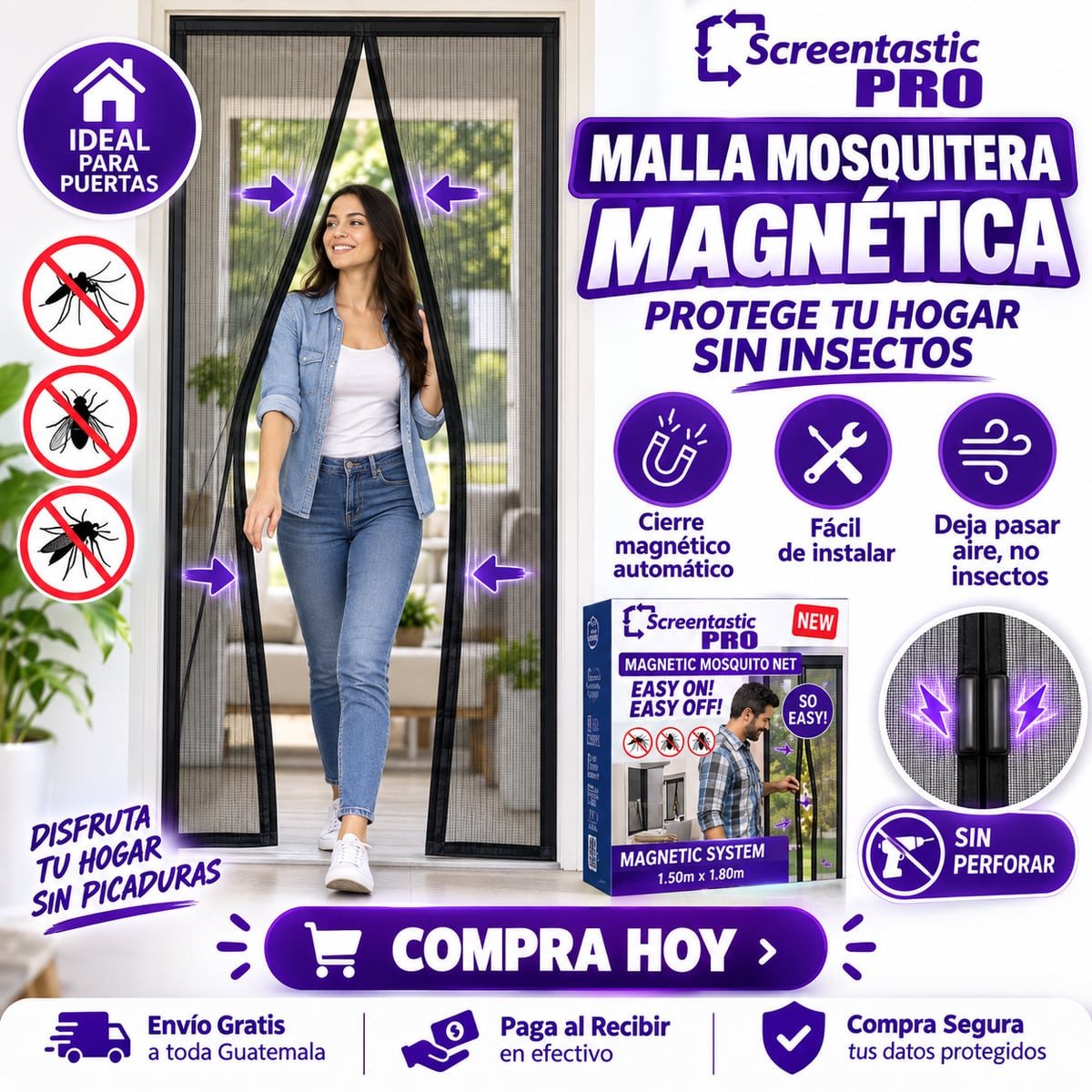 Malla Mosquitera Magnética PRO™ | Cierre Automático y Hogar Sin Insectos