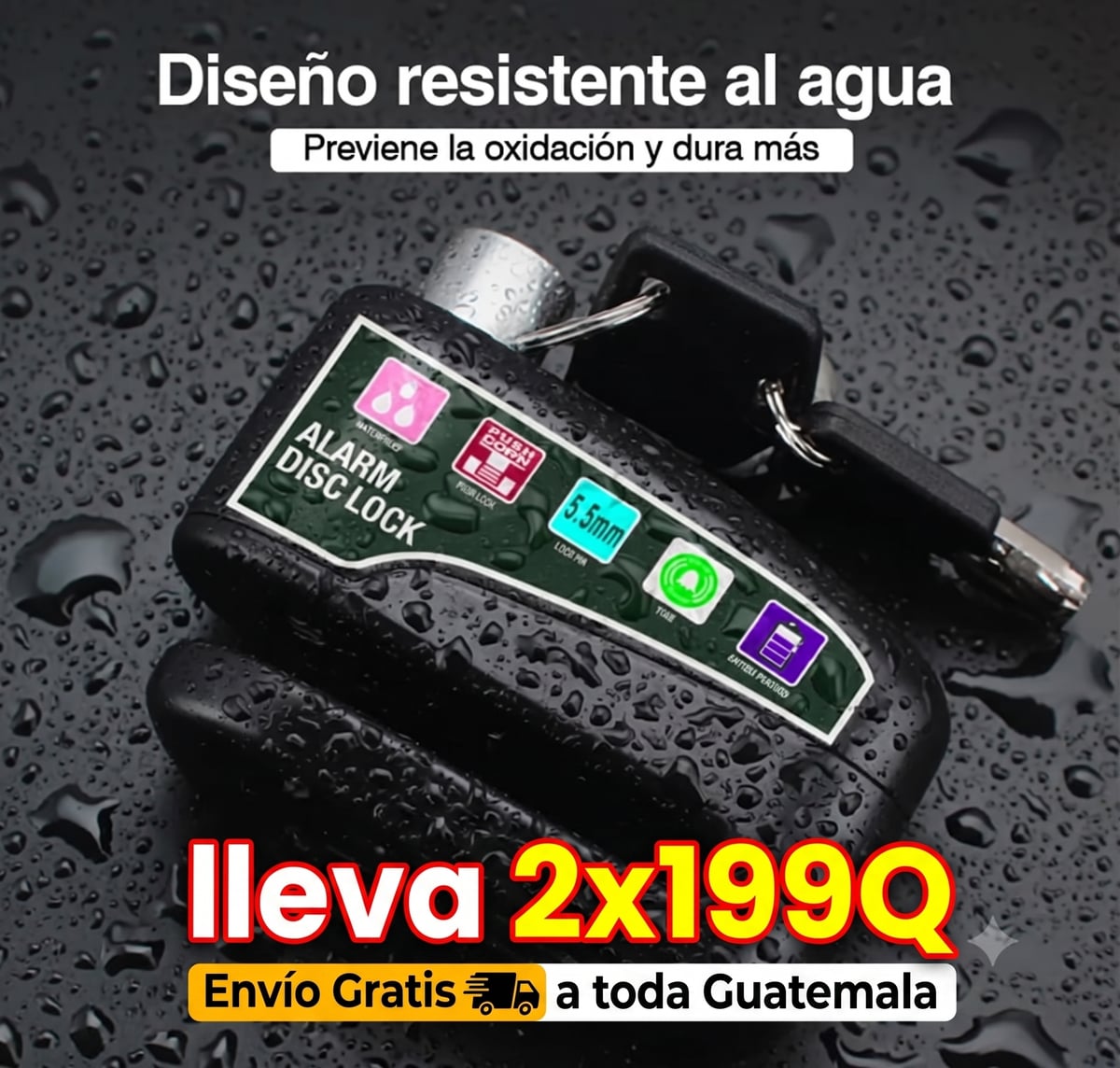 💥 SUPER PROMO 2x199Q 💥 Candado Blindaje Total para Motos Antirrobo con Alarma 110dB