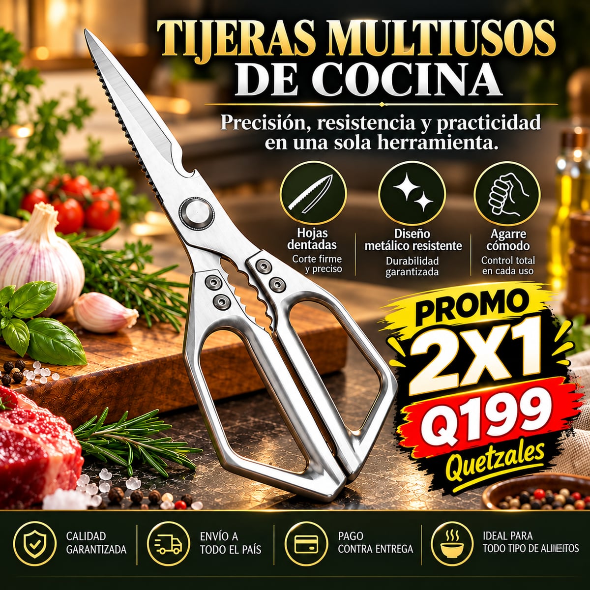 🔥👨🍳 ¡PROMO 2X1! LLEVA 2 TIJERAS MULTICORTE PRO™ POR EL PRECIO DE 1 ✂️💥 🍗🥬 ¡CORTA MÁS RÁPIDO, FÁCIL Y CON PRECISIÓN!ENVIO GRATIS