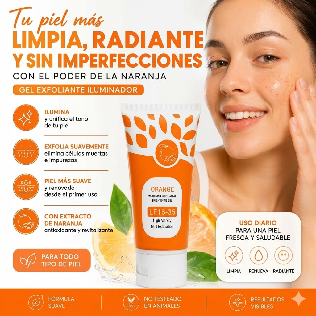 🍊 GEL EXFOLIANTE ILUMINADOR DE NARANJA | Renueva, Ilumina y Revitaliza tu Piel Aproveche   dos por solo 230 quezales