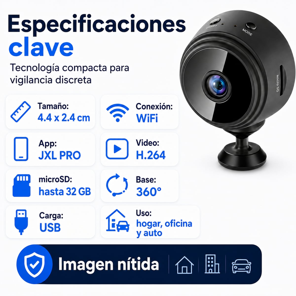 Mini Cámara WiFi HD – Seguridad Compacta con Visión Nocturna